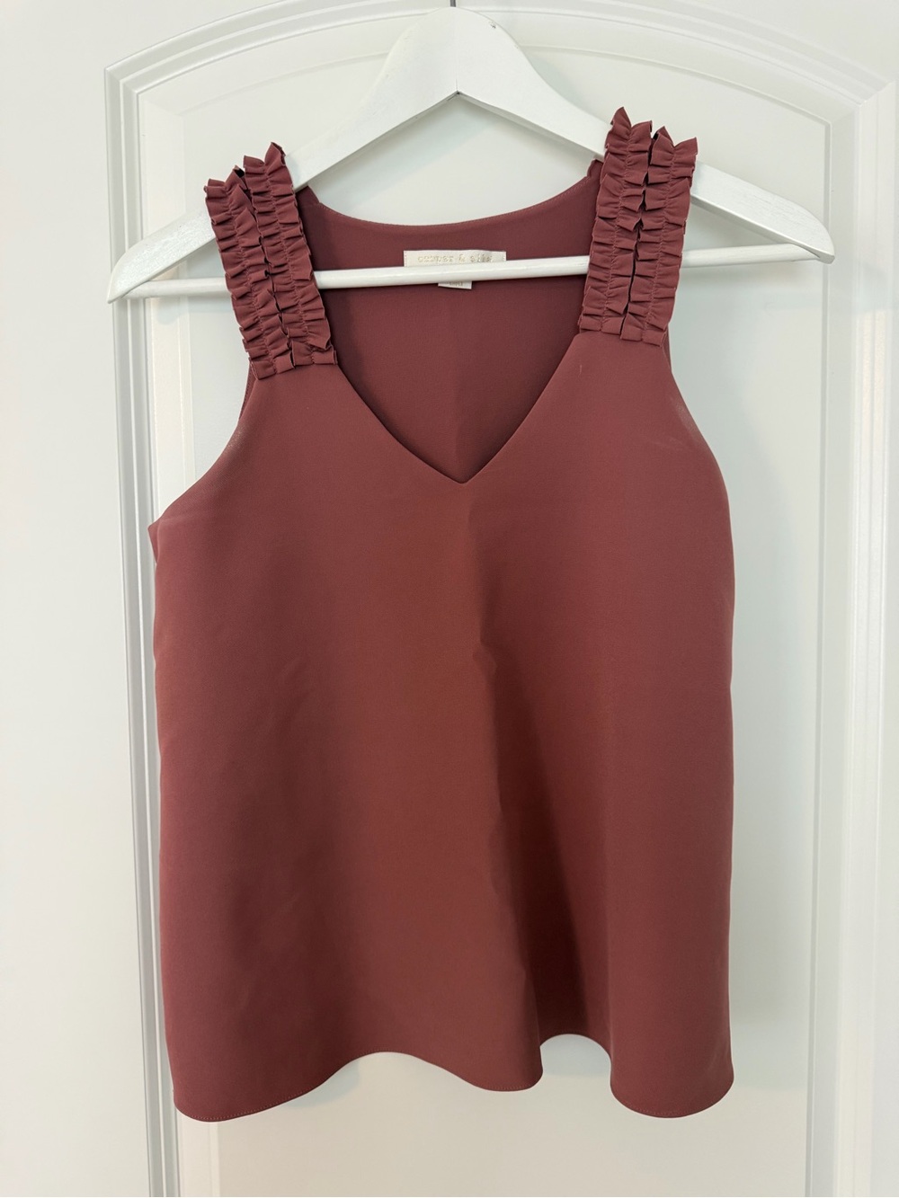 cooper & ella Ruffle Strap V-Neck Camisole - Dusty Mauve